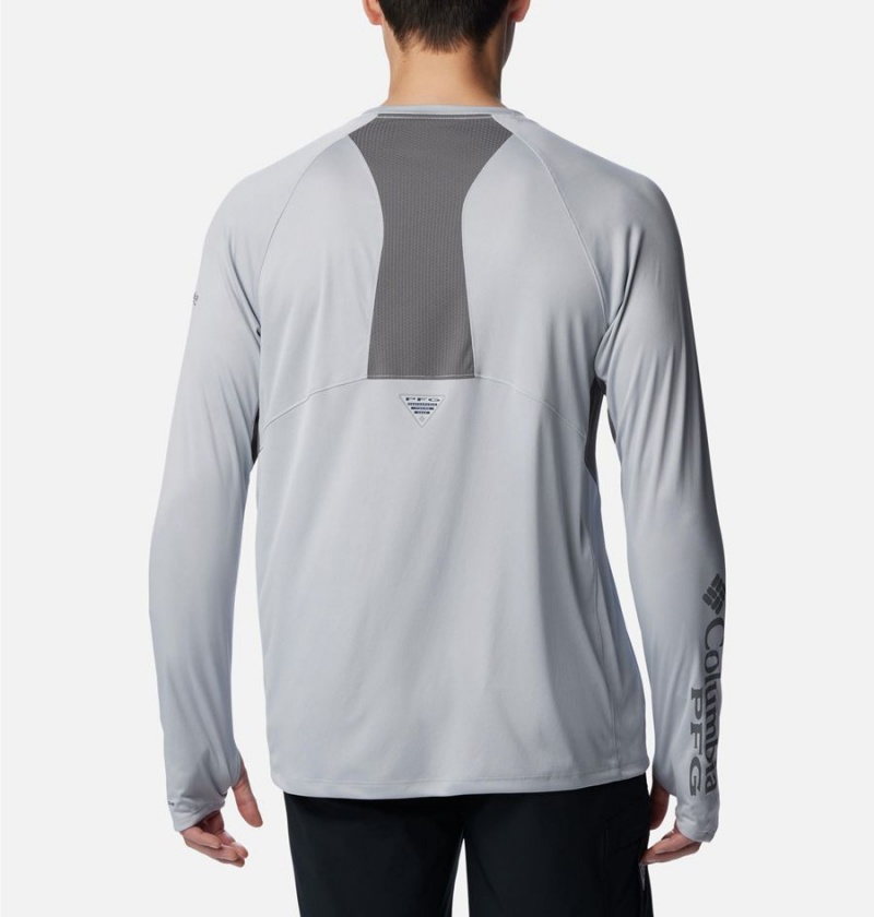 Grey Columbia PFG Terminal Tackle Vent Long Sleeve Men's T-Shirt | 67152SAVM