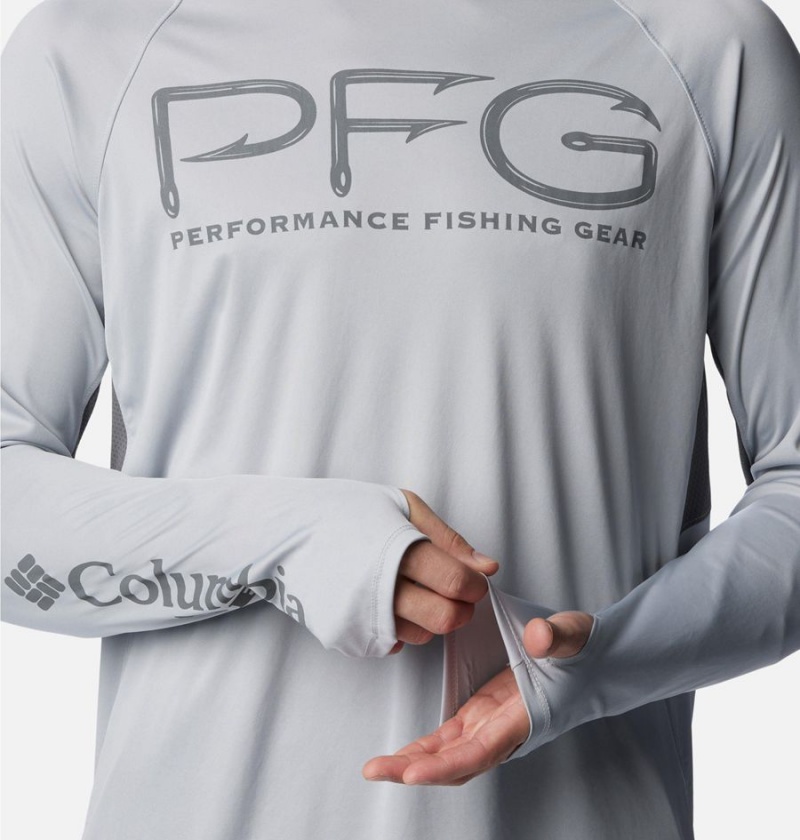 Grey Columbia PFG Terminal Tackle Vent Long Sleeve Men's T-Shirt | 67152SAVM