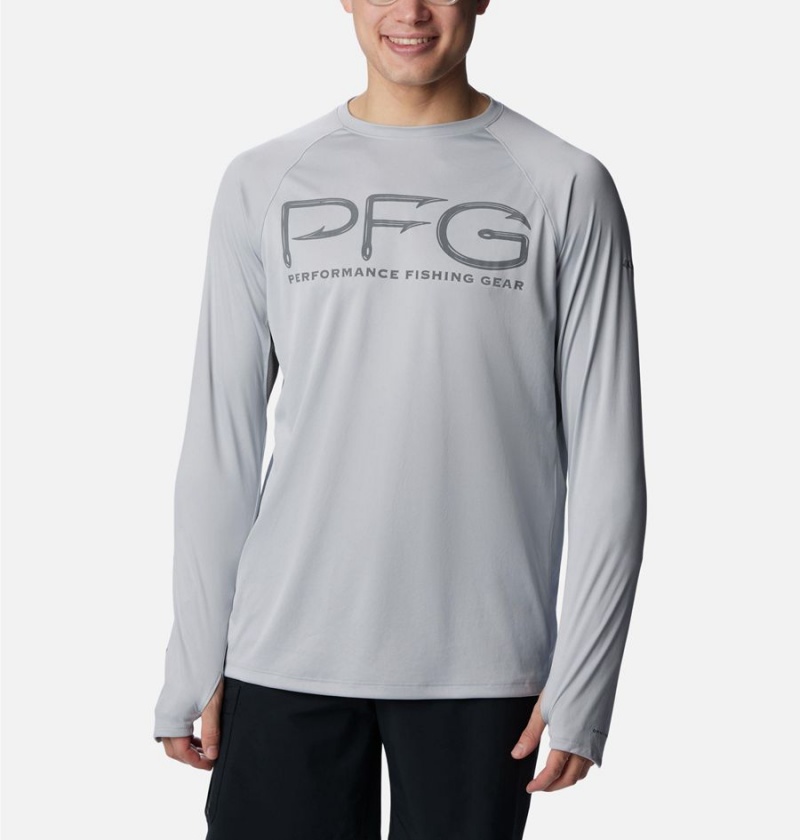 Grey Columbia PFG Terminal Tackle Vent Long Sleeve Men\'s T-Shirt | 67152SAVM