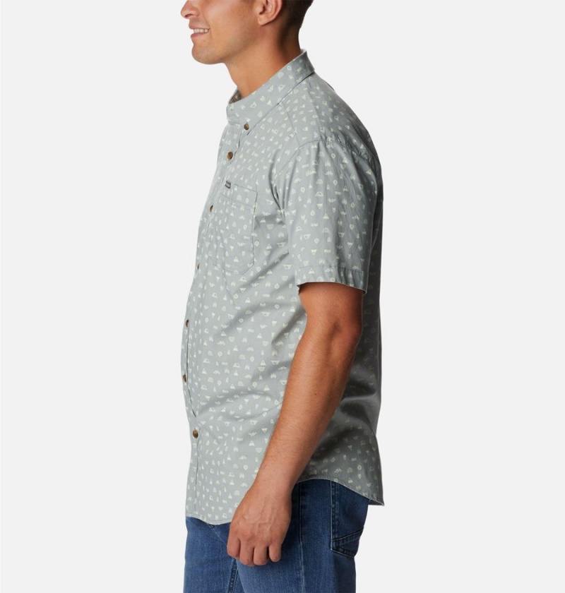 Grey Columbia Rapid Rivers Printed Short Sleeve Men's Shirt | 73042WQVS