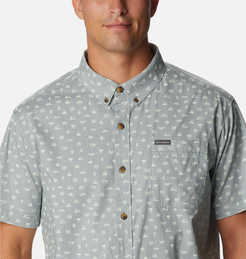 Grey Columbia Rapid Rivers Printed Short Sleeve Men's Shirt | 73042WQVS