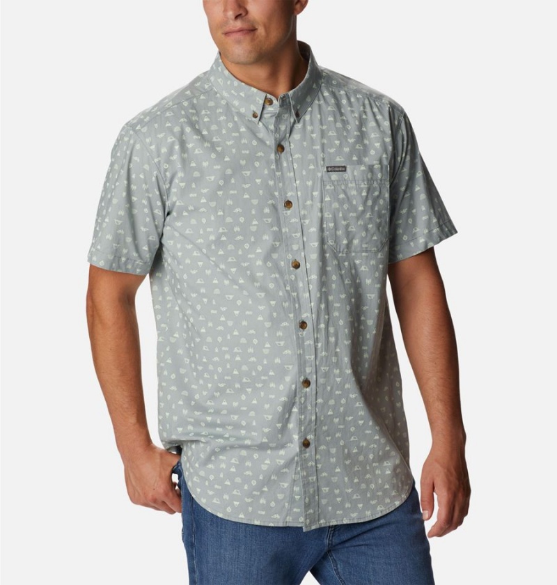 Grey Columbia Rapid Rivers Printed Short Sleeve Men's Shirt | 73042WQVS