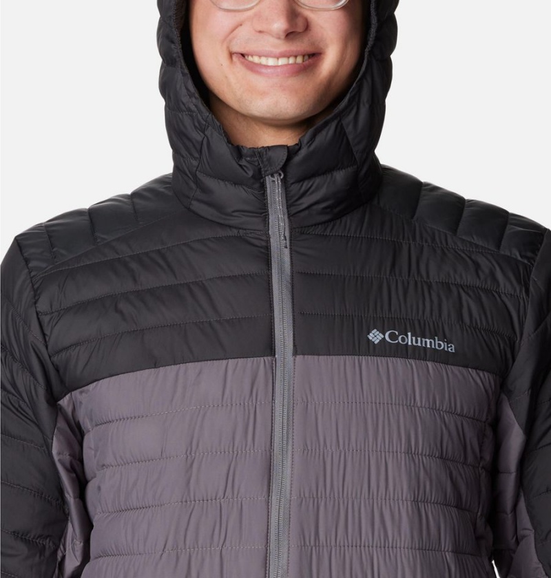 Grey Columbia Silver Falls Hooded Insulated Men's Puffer Jacket | 09187JGYN