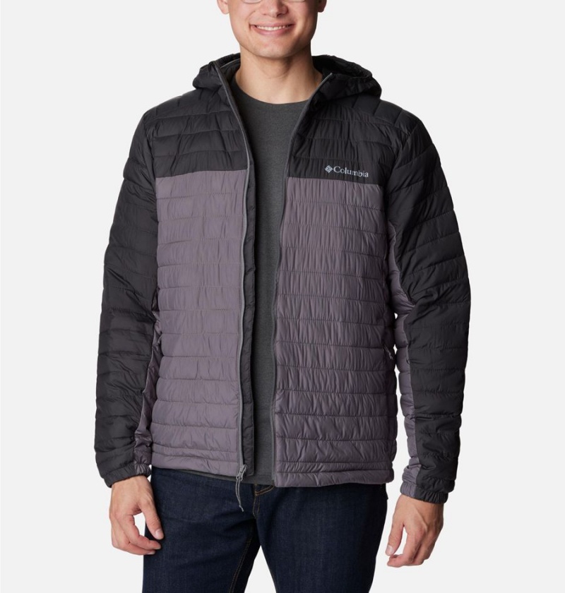 Grey Columbia Silver Falls Hooded Insulated Men's Puffer Jacket | 09187JGYN