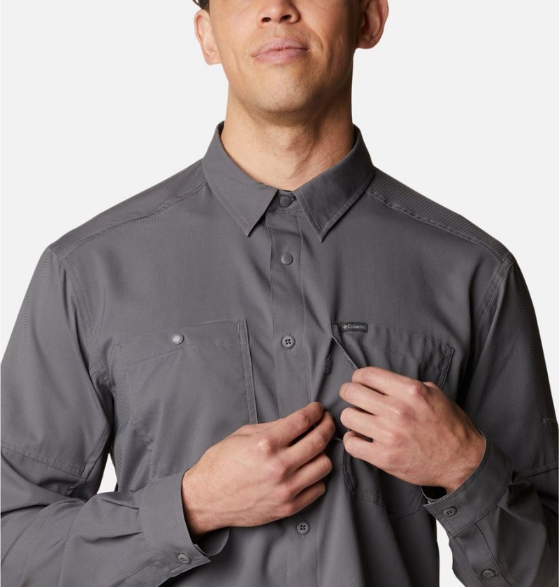 Grey Columbia Silver Ridge Utility Lite Long Sleeve Men's Shirt | 73184CBNF