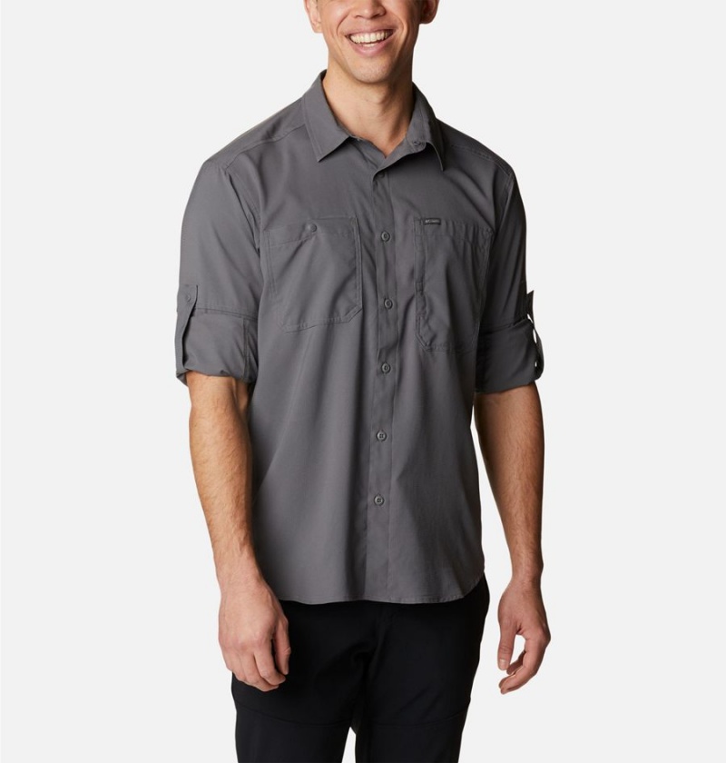 Grey Columbia Silver Ridge Utility Lite Long Sleeve Men's Shirt | 73184CBNF