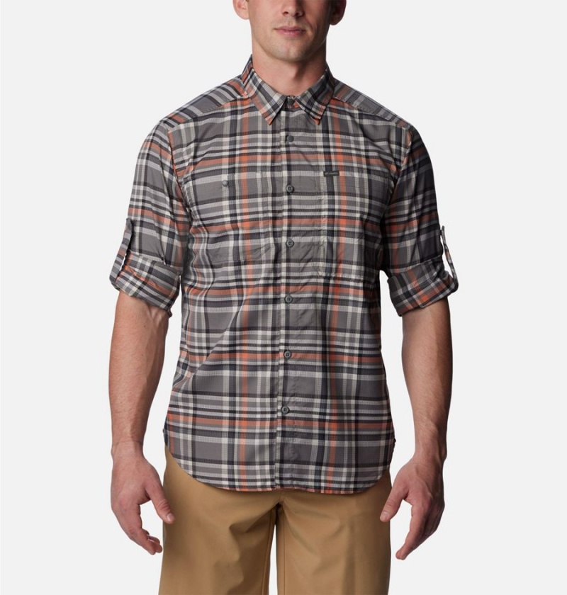 Grey Columbia Silver Ridge Utility Lite Plaid Long Sleeve Men's Shirt | 58632JVMY