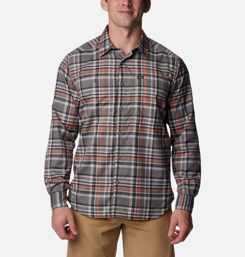 Grey Columbia Silver Ridge Utility Lite Plaid Long Sleeve Men\'s Shirt | 58632JVMY