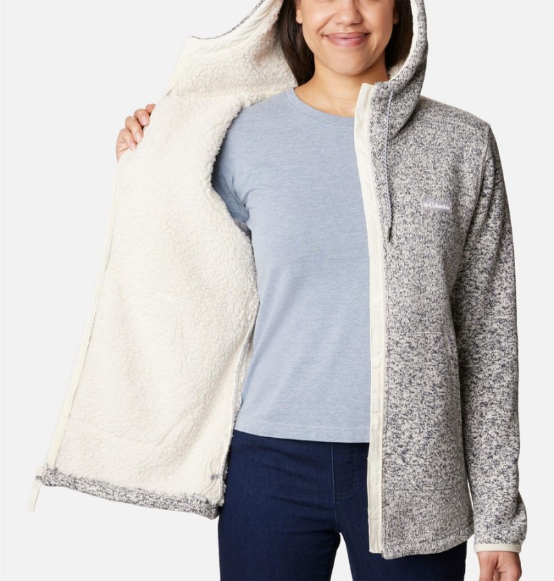 Grey Columbia Sweater Weather Sherpa Full Zip Hooded Women's Fleece Jacket | 68154MFCV