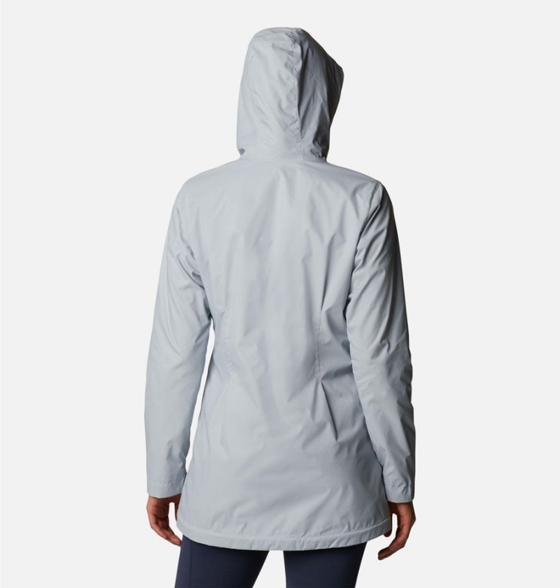 Grey Columbia Switchback Lined Long Women's Rain Jacket | 96532GOHX