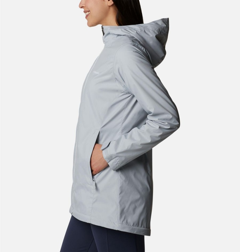 Grey Columbia Switchback Lined Long Women's Rain Jacket | 96532GOHX