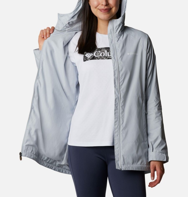 Grey Columbia Switchback Lined Long Women's Rain Jacket | 96532GOHX