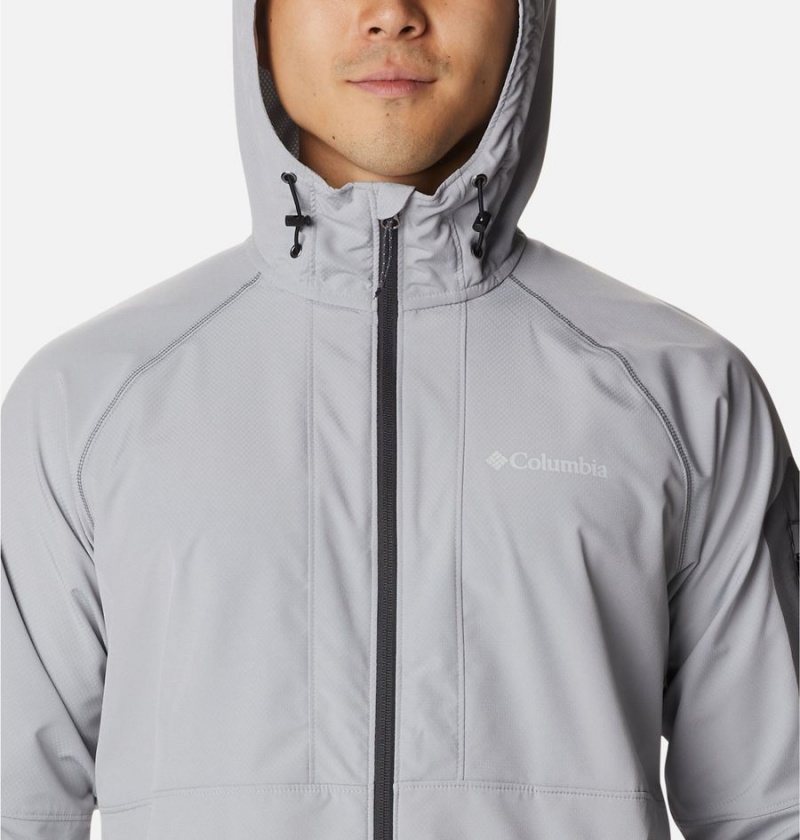 Grey Columbia Tall Heights Hooded Men's Softshell Jackets | 92801IKEW