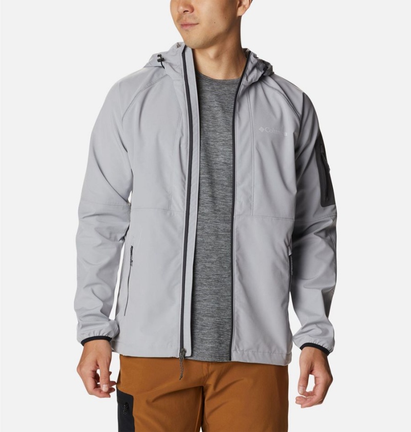 Grey Columbia Tall Heights Hooded Men's Softshell Jackets | 92801IKEW