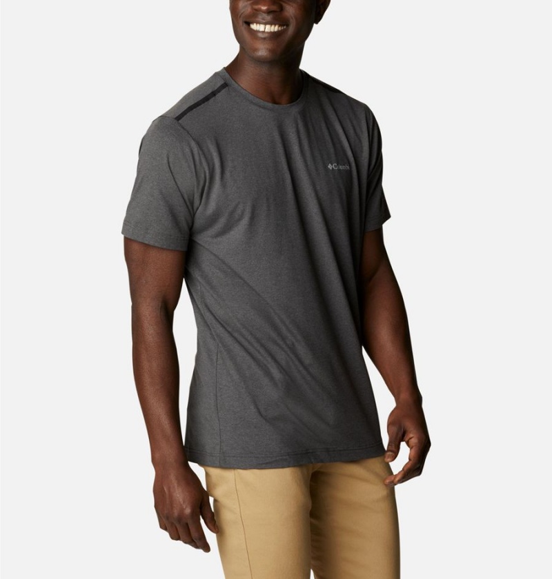 Grey Columbia Tech Trail Crew Neck Men's T-Shirt | 86435PXZC