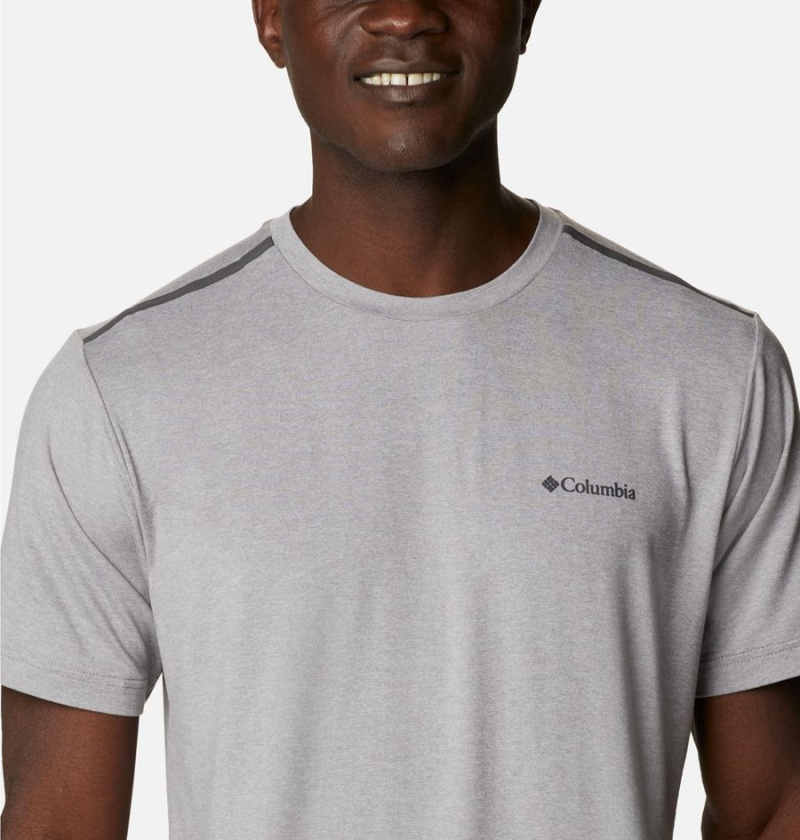 Grey Columbia Tech Trail Crew Neck Men's T-Shirt | 53718MYGS