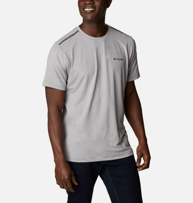 Grey Columbia Tech Trail Crew Neck Men's T-Shirt | 53718MYGS