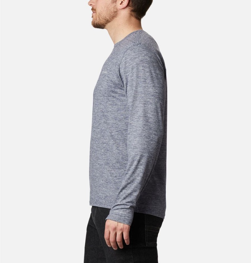 Grey Columbia Tech Trail Long Sleeve Crew II Men's T-Shirt | 74091UOMA