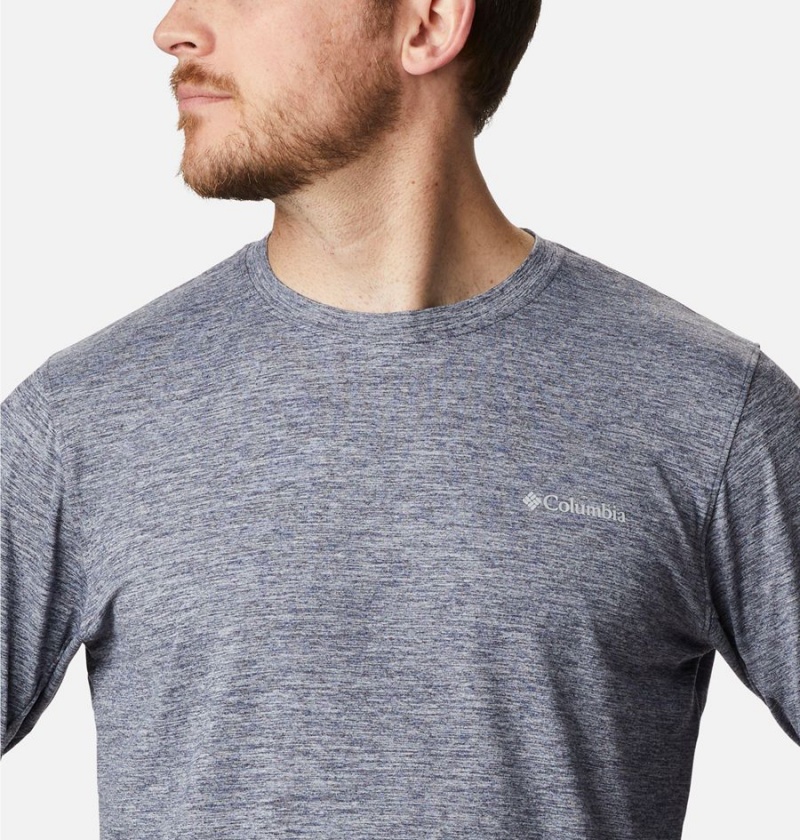 Grey Columbia Tech Trail Long Sleeve Crew II Men's T-Shirt | 74091UOMA