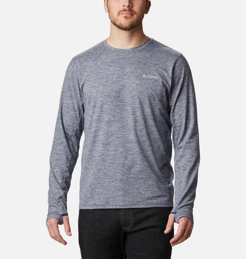 Grey Columbia Tech Trail Long Sleeve Crew II Men\'s T-Shirt | 74091UOMA