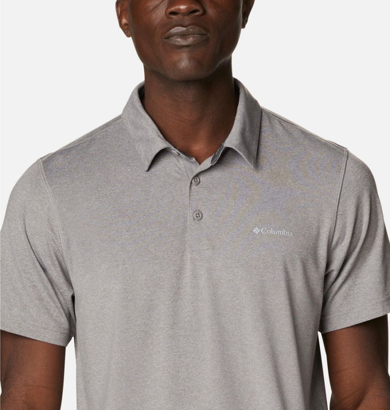 Grey Columbia Tech Trail Men's Polo Shirt | 04951QKEZ