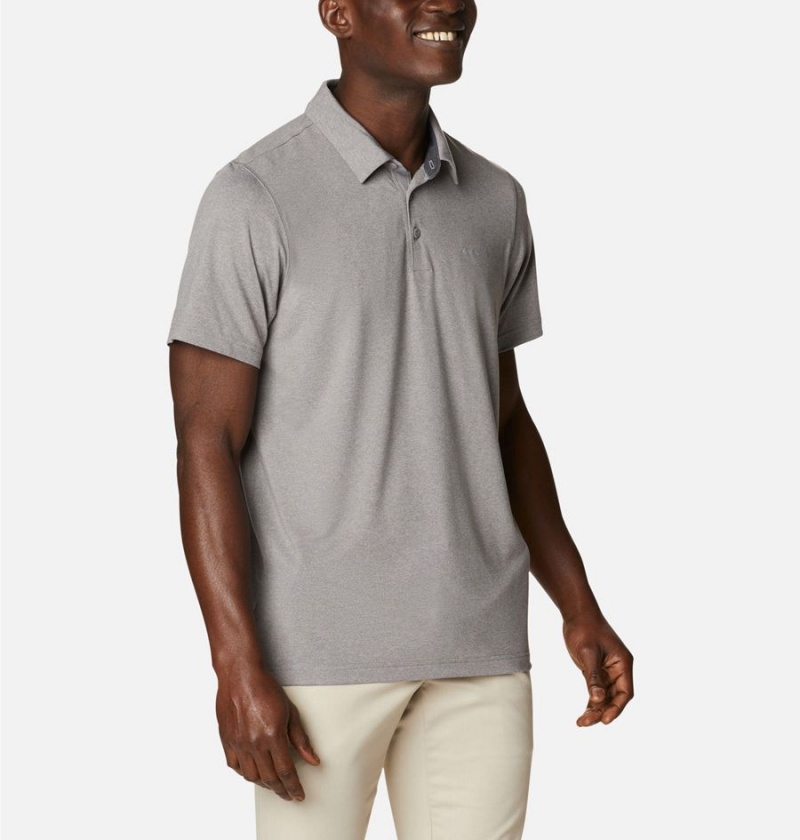 Grey Columbia Tech Trail Men's Polo Shirt | 04951QKEZ