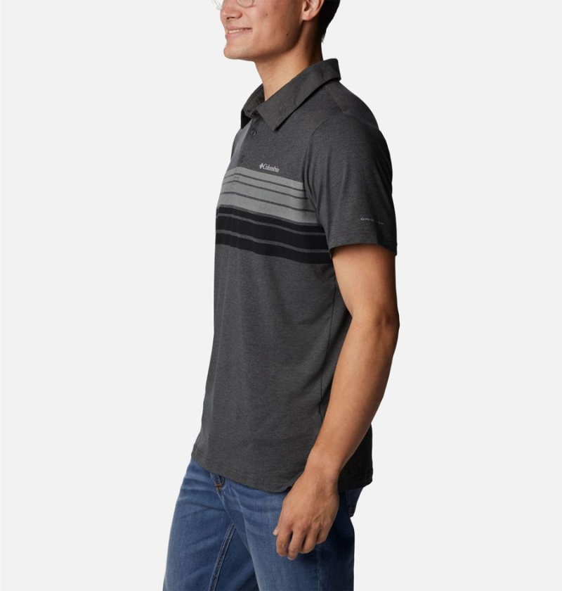 Grey Columbia Tech Trail Novelty Men's Polo Shirt | 25760HYMV