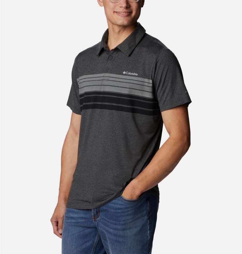 Grey Columbia Tech Trail Novelty Men's Polo Shirt | 25760HYMV