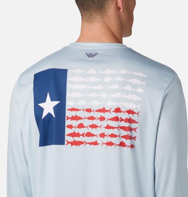 Grey Columbia Terminal Tackle PFG Fish Flag Long Sleeve Men's T-Shirt | 13604BAKU