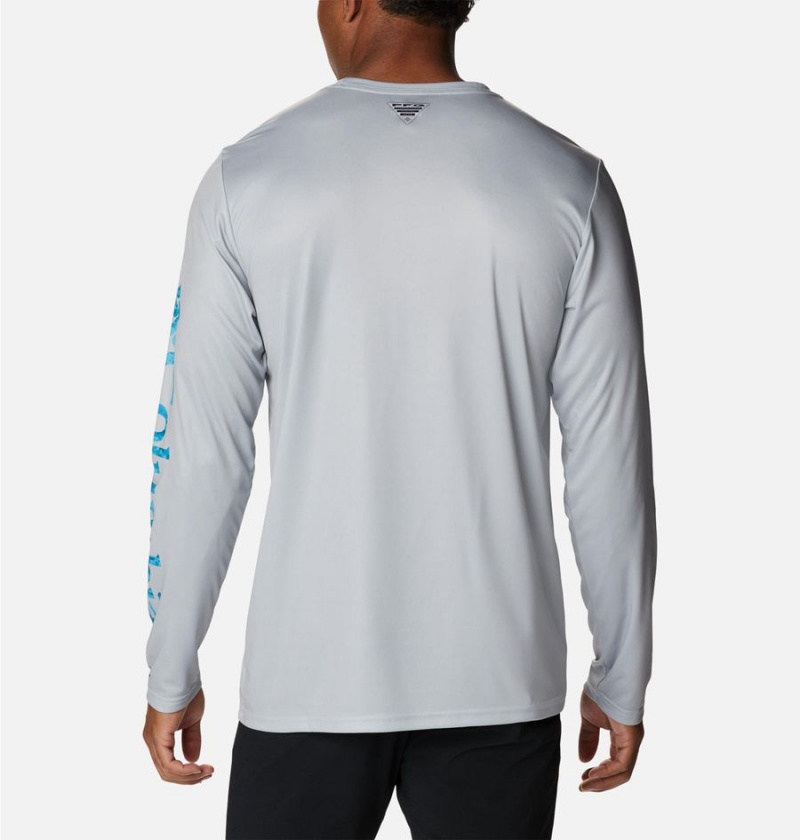 Grey Columbia Terminal Tackle PFG Logo Print Long Sleeve Men's T-Shirt | 53248ISUW