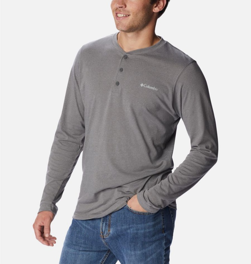 Grey Columbia Thistletown Hills Henley Men's T-Shirt | 96451GLBI