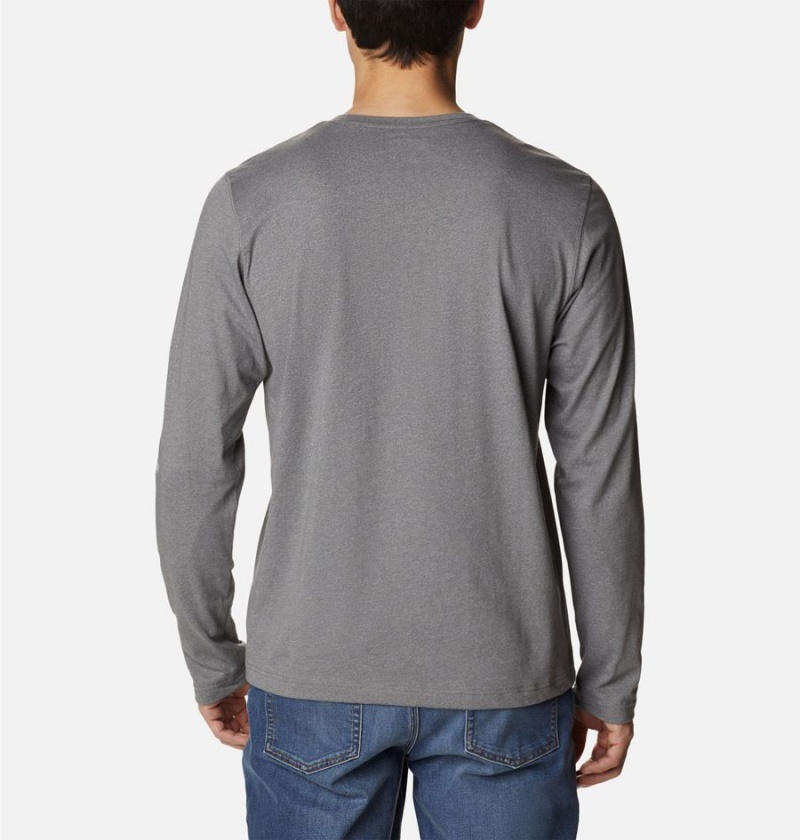 Grey Columbia Thistletown Hills Long Sleeve Logo Men's T-Shirt | 91436HYAG