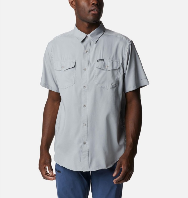 Grey Columbia Utilizer II Solid Short Sleeve Men\'s Shirt | 36017LFRW