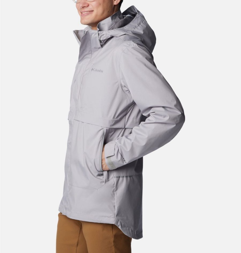 Grey Columbia Wright Lake Men's Rain Jacket | 52683VNPJ