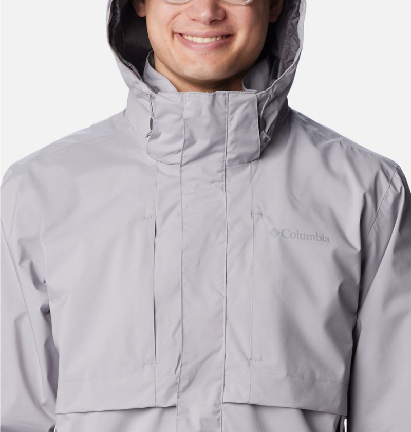 Grey Columbia Wright Lake Men's Rain Jacket | 52683VNPJ