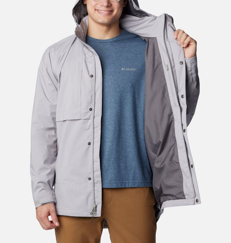 Grey Columbia Wright Lake Men's Rain Jacket | 52683VNPJ