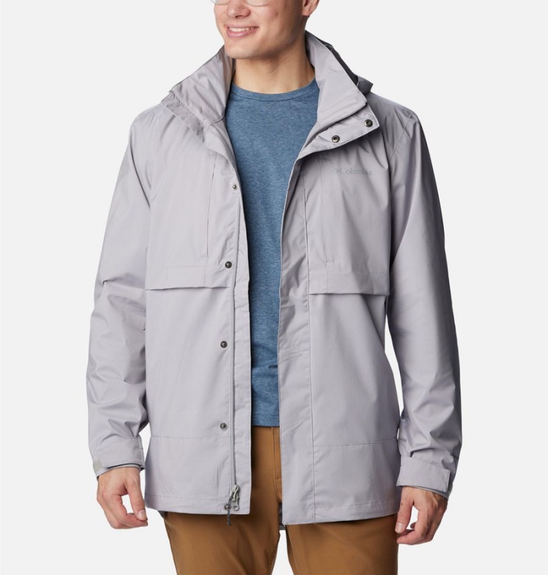 Grey Columbia Wright Lake Men's Rain Jacket | 52683VNPJ