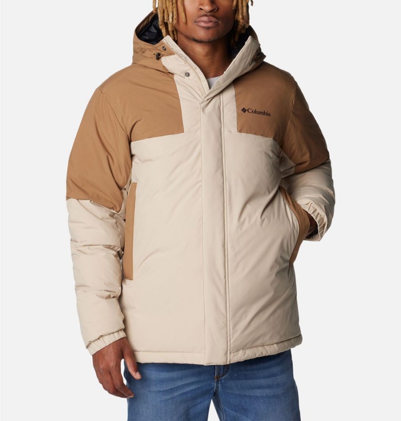 Khaki Columbia Aldercrest Hooded Insulated Men\'s Puffer Jacket | 36572YZUJ