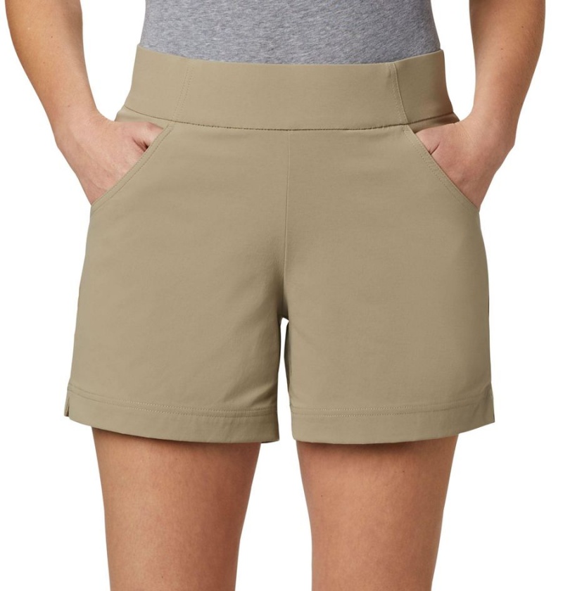 Khaki Columbia Anytime Casual Women's Shorts | 82534EQTD