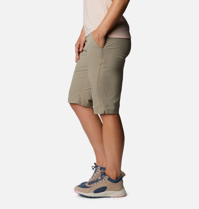 Khaki Columbia Anytime Outdoor Long Women's Shorts | 21607DQEC