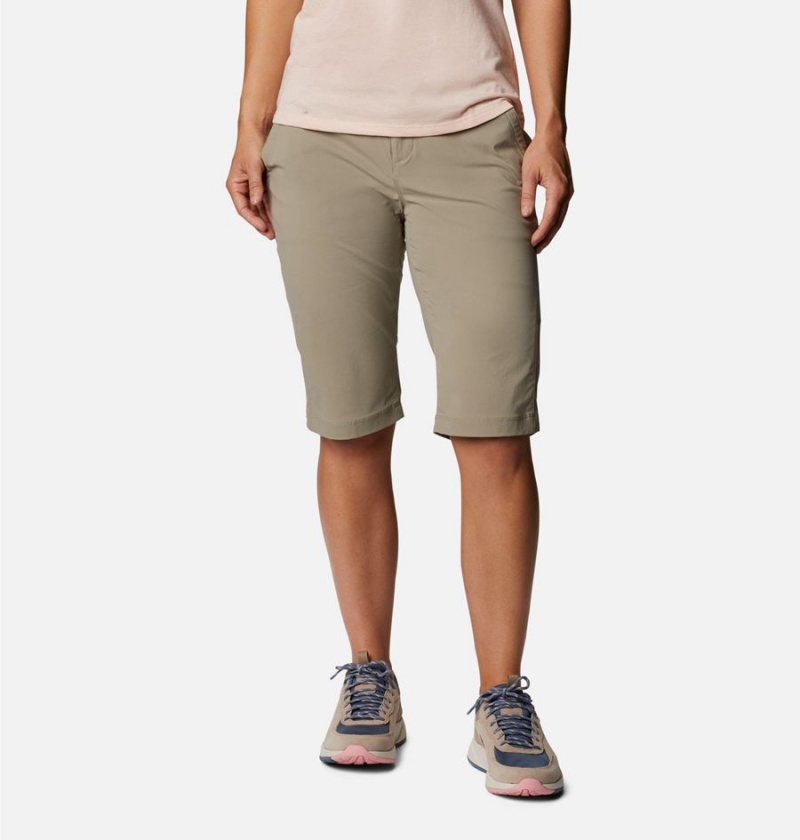 Khaki Columbia Anytime Outdoor Long Women\'s Shorts | 21607DQEC