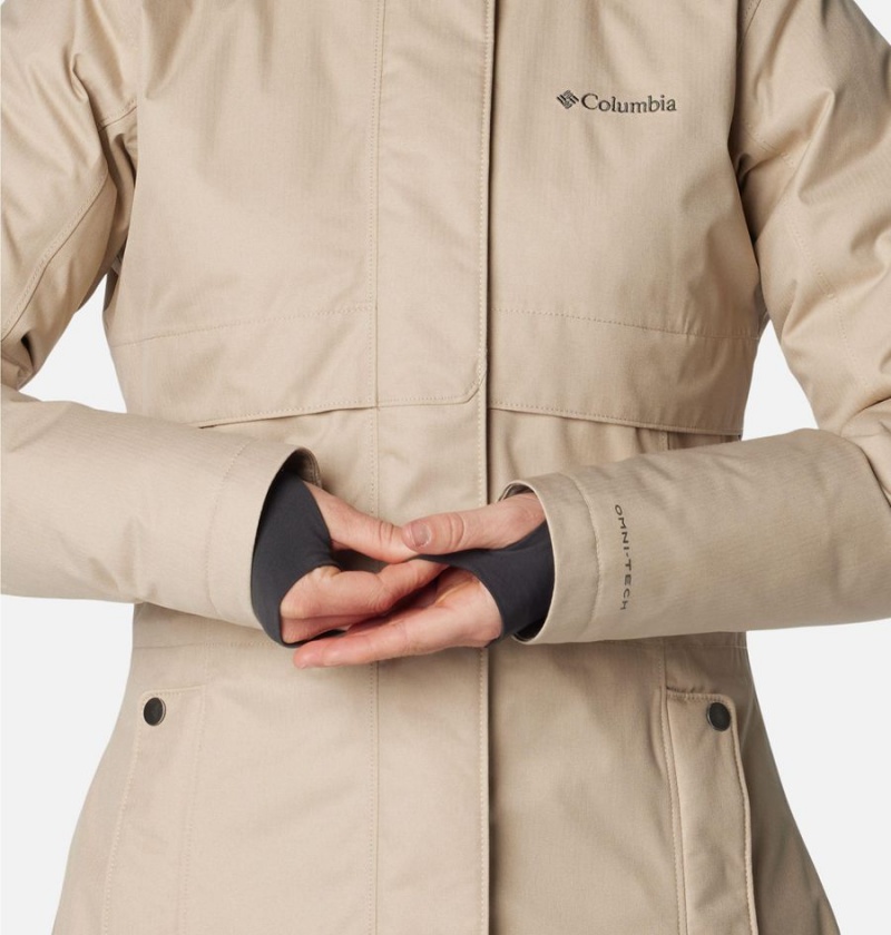 Khaki Columbia Apres Arson Winter Long Down Women's Coats | 47305FLJE