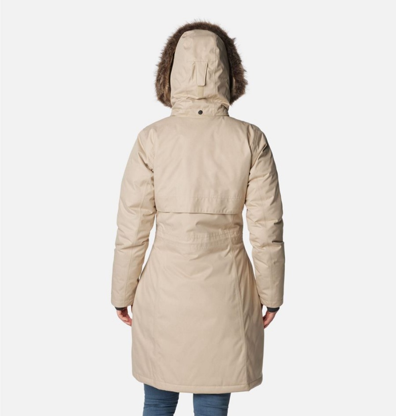 Khaki Columbia Apres Arson Winter Long Down Women's Coats | 47305FLJE