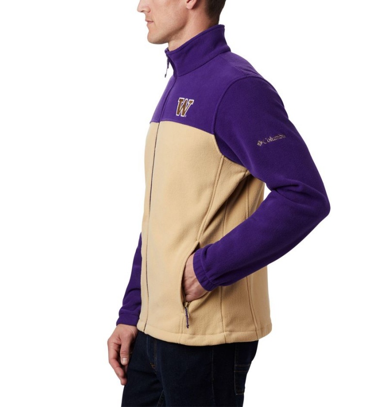 Khaki Columbia Collegiate Flanker III - Washington Men's Fleece Jacket | 92804CBKY