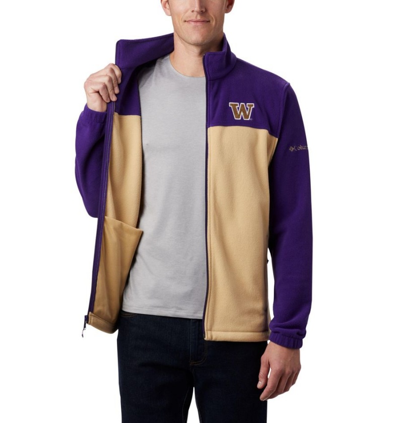 Khaki Columbia Collegiate Flanker III - Washington Men's Fleece Jacket | 92804CBKY