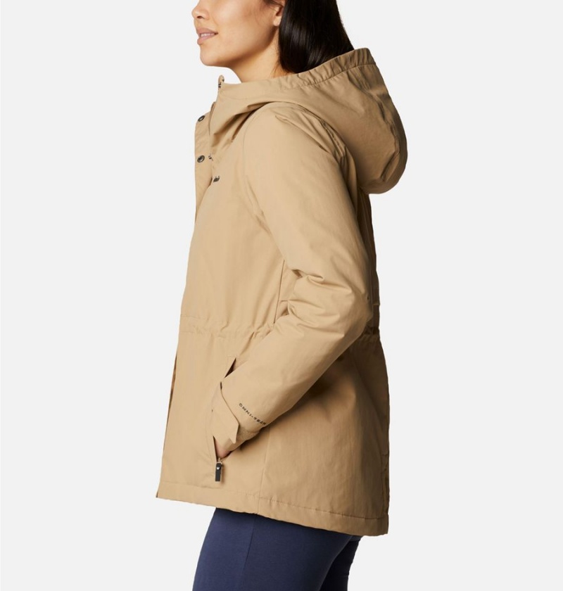 Khaki Columbia Hadley Trail Women's Rain Jacket | 71284POBW