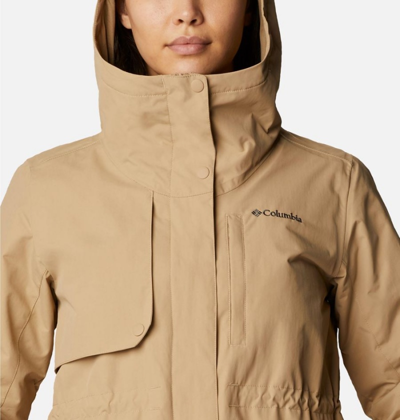 Khaki Columbia Hadley Trail Women's Rain Jacket | 71284POBW