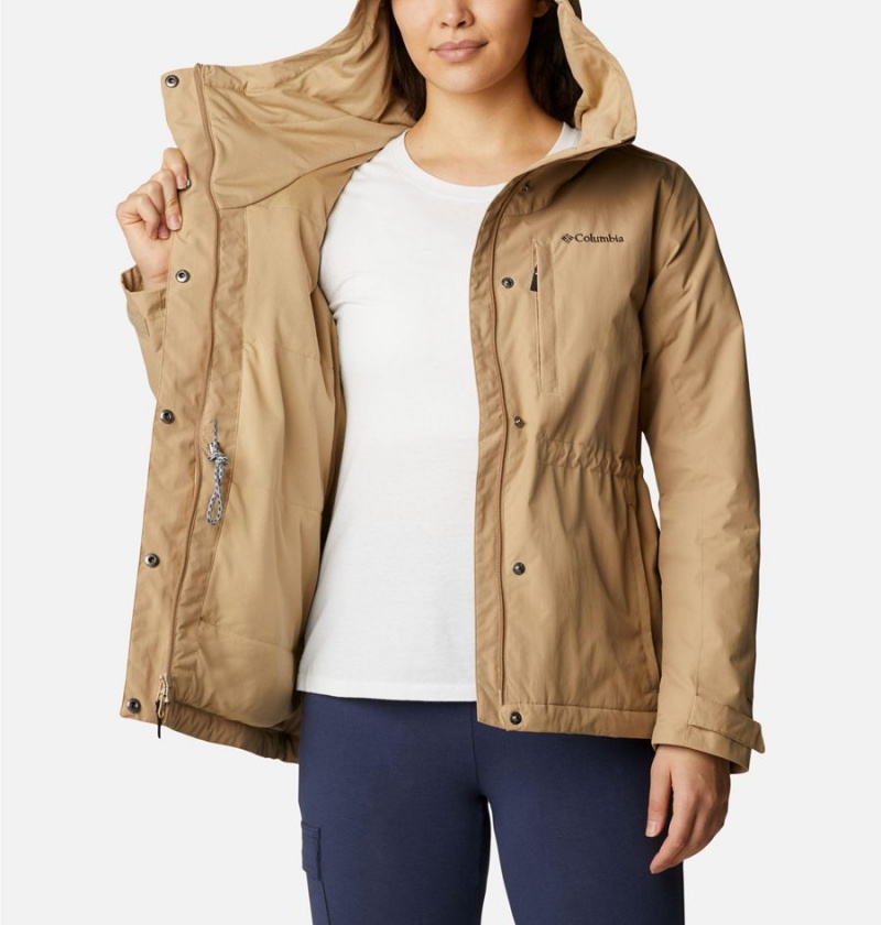 Khaki Columbia Hadley Trail Women's Rain Jacket | 71284POBW