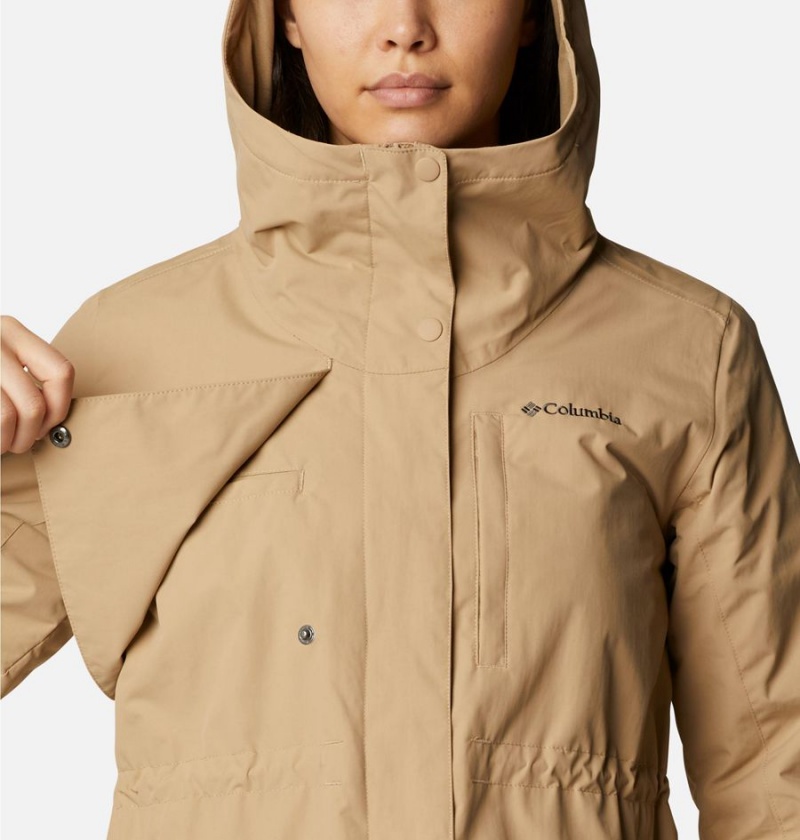 Khaki Columbia Hadley Trail Women's Rain Jacket | 71284POBW