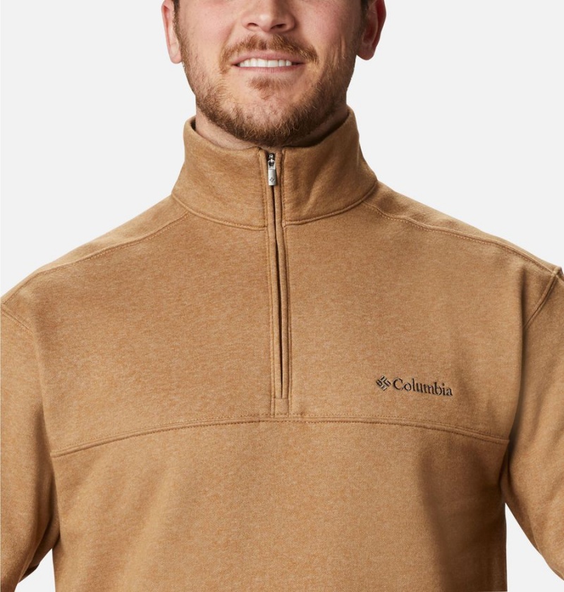 Khaki Columbia Hart Mountain II Half Zip Men's Sweatshirt | 74513CZXJ